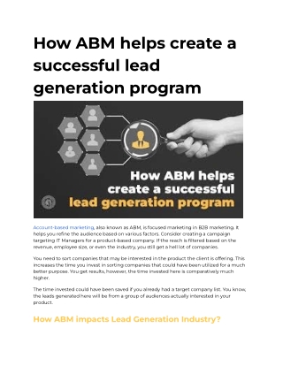How ABM helps create a successful lead generation program