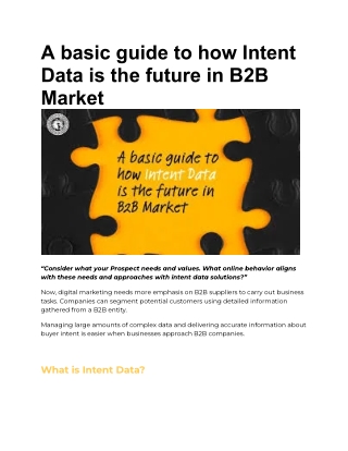 A basic guide to how Intent Data is the future in B2B Market