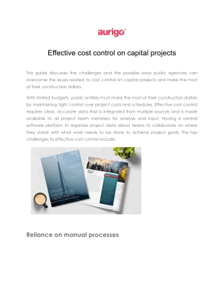 Effective cost control on capital projects