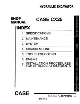 CASE CX25 Hydraulic Excavator Service Repair Manual Instant Download