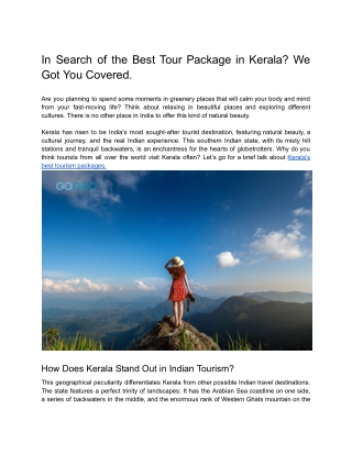 In Search of the Best Tour Package in Kerala? We Got You Covered.
