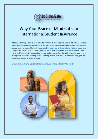 Why Your Peace of Mind Calls for International Student Insurance