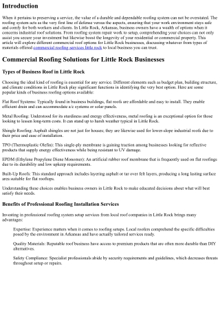 Commercial Roof Solutions for Little Rock Companies