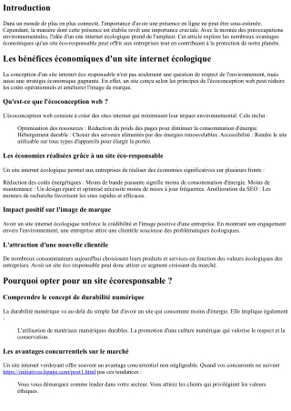 Les bénéfices économiques d'un site internet écologique