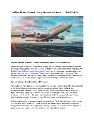 JetBlue Airways Newark Liberty International Airport   1-888-839-0502