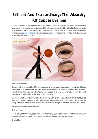 Brilliant And Extraordinary: The Wizardry |Of Copper Eyeliner