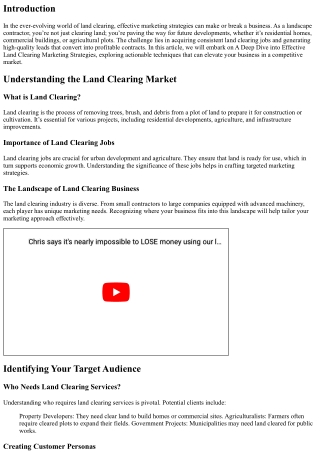 A Deep Dive into Effective Land Clearing Marketing Strategies