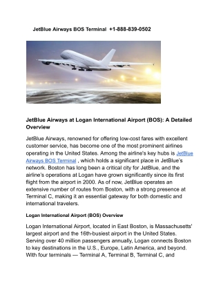 JetBlue Airways BOS Terminal   1-888-839-0502