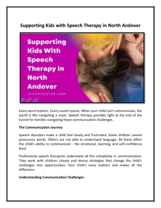 Supporting Kids With Speech Therapy In North Andover