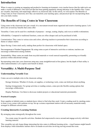 The Benefits of Using Crates in Your Classroom