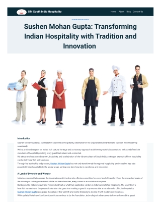 Sushen Mohan Gupta Transforming Indian Hospitality with Tradition and Innovation