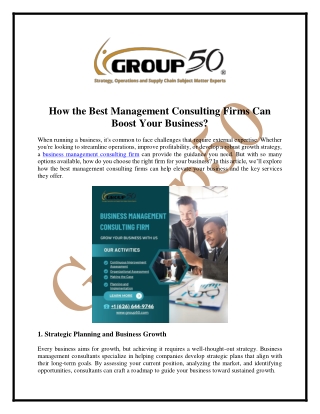 Business Management Consulting Firm - Group50 Consulting