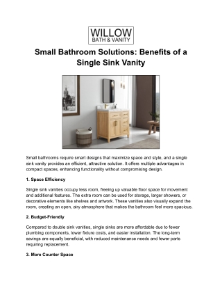 Small Bathroom Solutions_ Benefits of a Single Sink Vanity