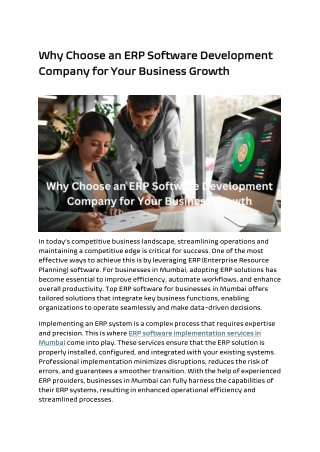 Why Choose an ERP Software Development Company for Your Business Growth