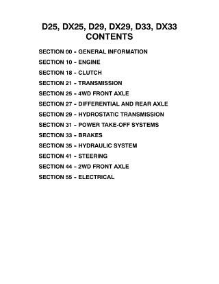 CASE IH D25, DX25, D29, DX29, D33, DX33 Tractor Service Repair Manual Instant Download