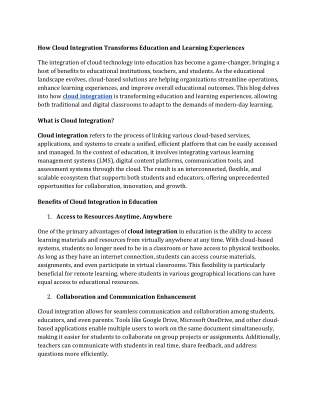 How Cloud Integration Transforms Education and Learning Experiences