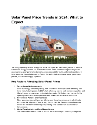 Solar Panel Price Trends in 2024: What to Expect