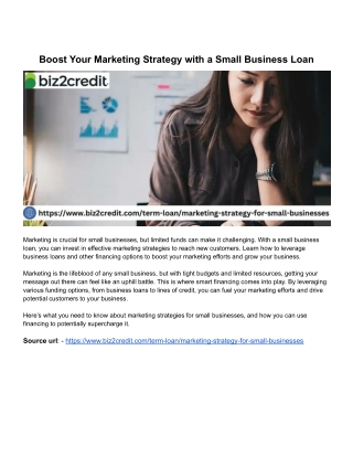 Boost Your Marketing Strategy with a Small Business Loan