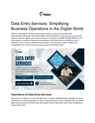 Data Entry Services: Simplifying Business Operations in the Digital World