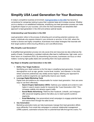 Simplify USA Lead Generation for Your Business