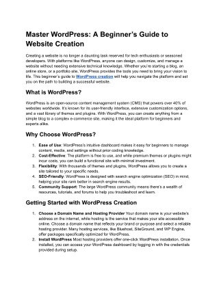 A Beginner’s Guide to Website Creation