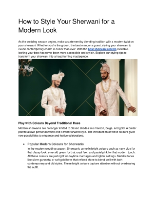 How to Style Your Sherwani for a Modern Look - Google Docs