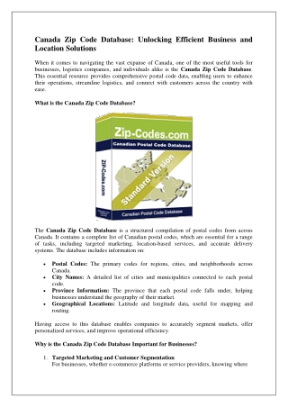 Get Accurate Canada Zip Code Information