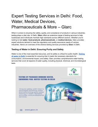 Expert Testing Services in Delhi_ Food, Water, Medical Devices, Pharmaceuticals & More – Glarc
