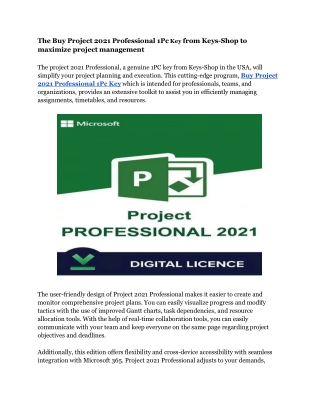 The Buy Project 2021 Professional 1Pc Key from Keys-Shop to maximize project management