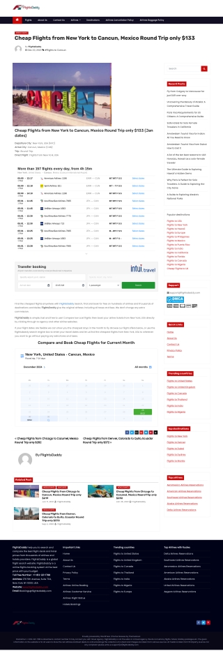 Cheap Flights from New York to Cancun, Mexico Round Trip only $133