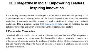 CEO Magazine in India_ Empowering Leaders, Inspiring Innovation