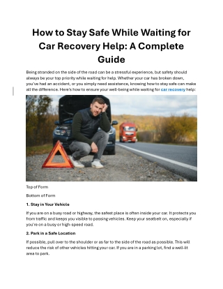 How to Stay Safe While Waiting for Car Recovery Help A Complete Guide