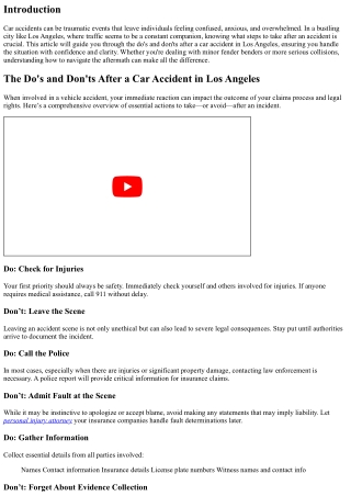 The Do's and Don'ts After a Car Accident in Los Angeles