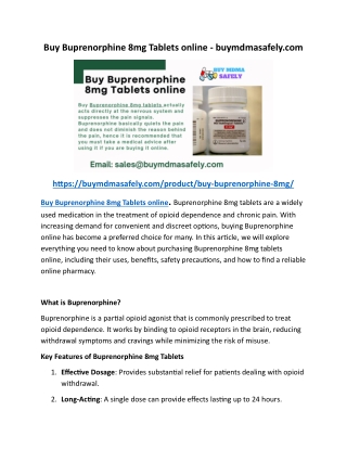 Buy Buprenorphine 8mg Tablets online - buymdmasafely