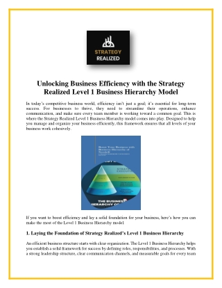 Strategy Realized Level 1 Business Hierarchy