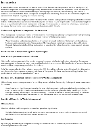 “The Role of AI Enhanced Services in Modern Waste Management”