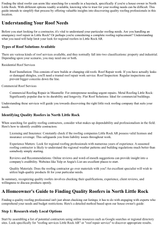 A Homeowner's Guide to Finding Quality Roofers in North Little Rock