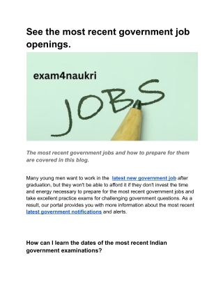 See the most recent government job openings (1)