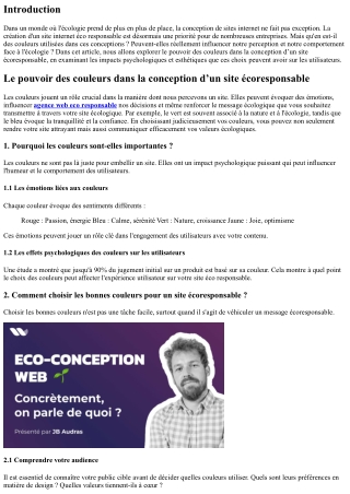 “Le pouvoir des couleurs dans la conception d’un site écoresponsable”
