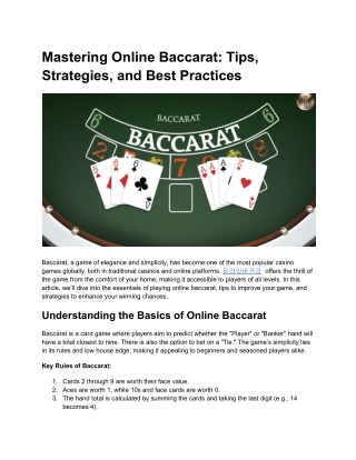 Mastering Online Baccarat_ Tips, Strategies, and Best Practices