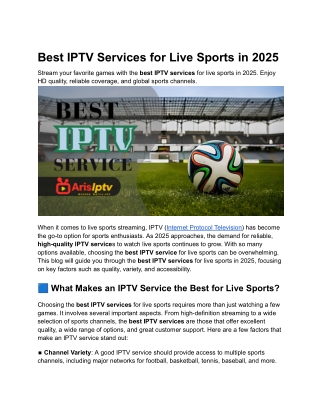 Best IPTV Services for Live Sports in 2025