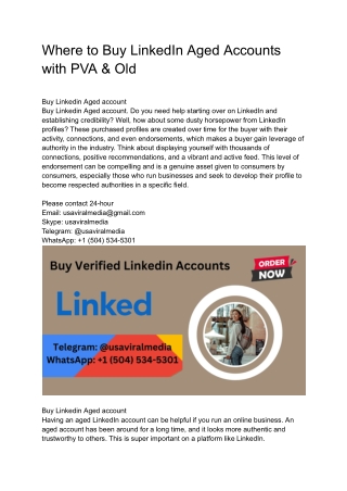 Where to Buy LinkedIn Aged Accounts with PVA & Old