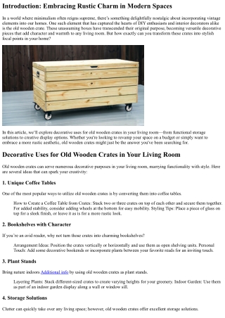 Decorative Uses for Old Wooden Crates in Your Living Room