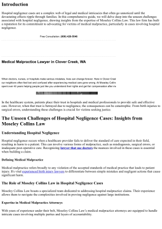 The Unseen Challenges of Hospital Negligence Cases: Insights from Moseley Collin