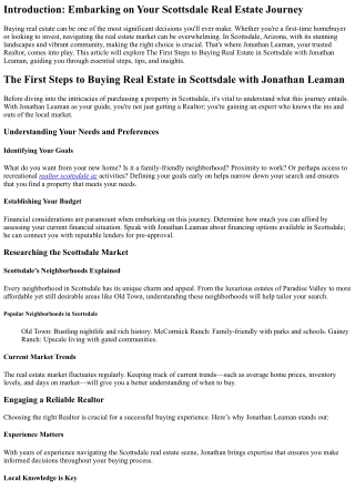 The First Steps to Buying Real Estate in Scottsdale with Jonathan Leaman