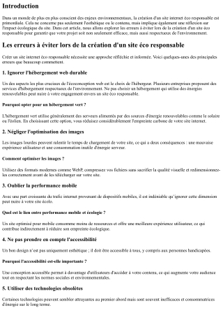 Les erreurs à éviter lors de la création d'un site éco responsable