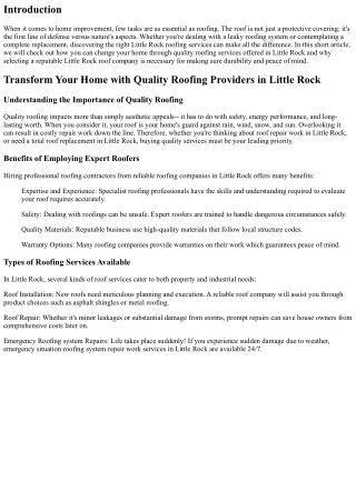 Change Your Home with Quality Roof Services in Little Rock