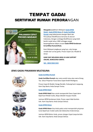 TEMPAT GADAI SERTIFIKAT RUMAH PERORANGAN