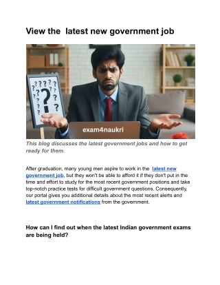 View the  latest new government job