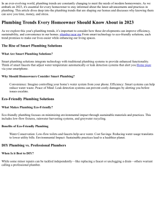 “Plumbing Trends Every Homeowner Should Know About in 2023”